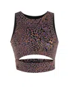 Khéla The Label Women's Peekaboo Stretch Halter Bra Leopard