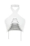 Khéla The Label Women's Scandalous Bandeu Lace Up Top In White In White