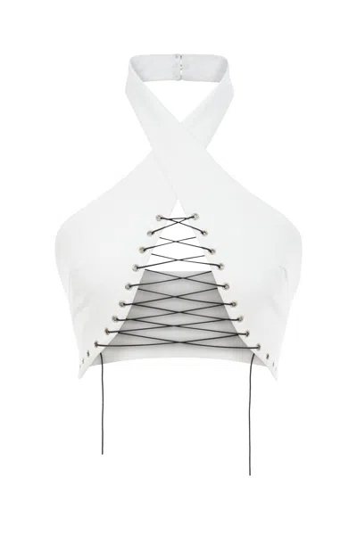 Khéla The Label Women's Scandalous Bandeu Lace Up Top In White
