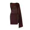 Khéla The Label Women's Walk Away Brown Cape Sleeve Mini Dress In Brown