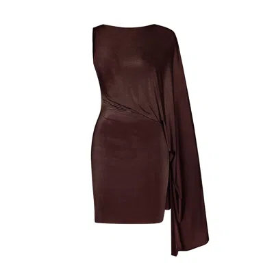 Khéla The Label Women's Walk Away Brown Cape Sleeve Mini Dress