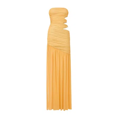 Khéla The Label Women's Yellow / Orange Toxic Tango Strapless Maxi Dress In Mango In Yellow/orange
