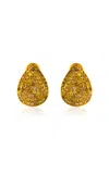 Khepri 18k And 22k Yellow Gold Fancy Color Diamond Tear Drops Stud Earrings