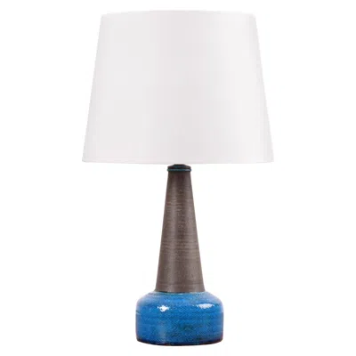 Pre-owned Kähler Danish Midcentury  Table Lamp Turquoise Blue And Brown, Denmark, 1960s