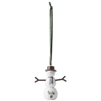 Kähler Hammershoi Christmas Snowman, Hanging H 3.7" White W. Deco