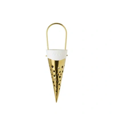 Kähler Nobili Bone China Wall Tealight Candle Holder In Satin Gold