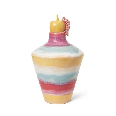 Kähler Poppery Vase With Apple Pink/mint/yellow In Pink,mint,yellow