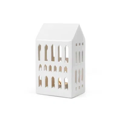 Kähler Urbania 7.1" Ceramic Tabletop Lantern Candle Holder In White