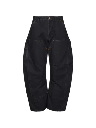 Khoki 3d Cutting Panelled Workwear Jeans In 블랙