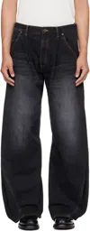 Khoki Black 3d Cuttin Denim Jeans In Black