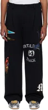 Khoki Black Multi Embodied-design Sweatpants In Black