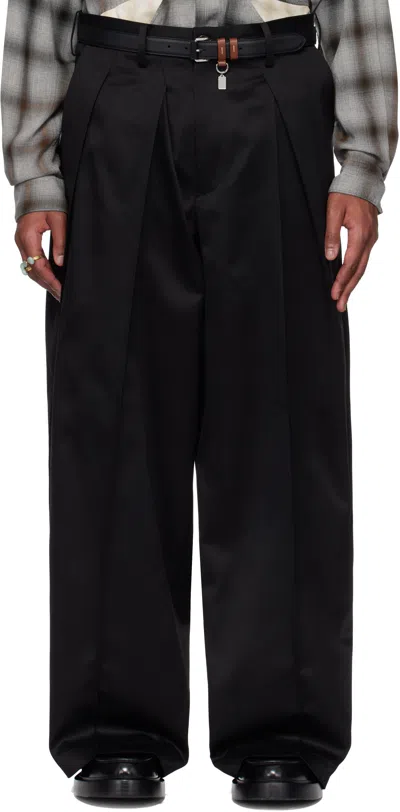 Khoki Black Pleat-design Trousers