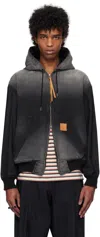 Khoki Black Vintage-effect Work Jacket In Black