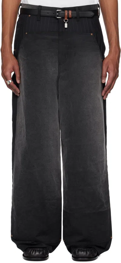 Khoki Black Vintage-effect Work Trousers