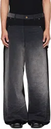 Khoki Black Vintage-effect Work Trousers In Black