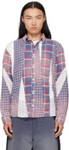 Khoki Blue & Red Vintage-effect Asymmetric Shirt In Multi