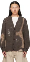 Khoki Distressed Lace Cardigan In Brown