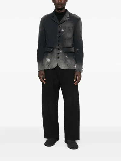 Khoki Button Distressed Jacket In Black