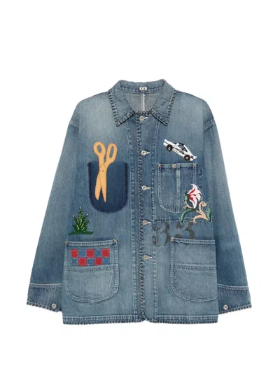 Khoki Button-up Denim Jacket In Blue