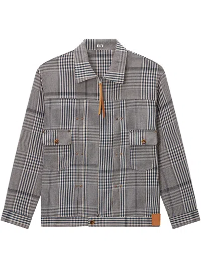 Khoki Check Shirt Jacket In 蓝色