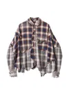 Khoki Distressed Checked Shirt In Neutral