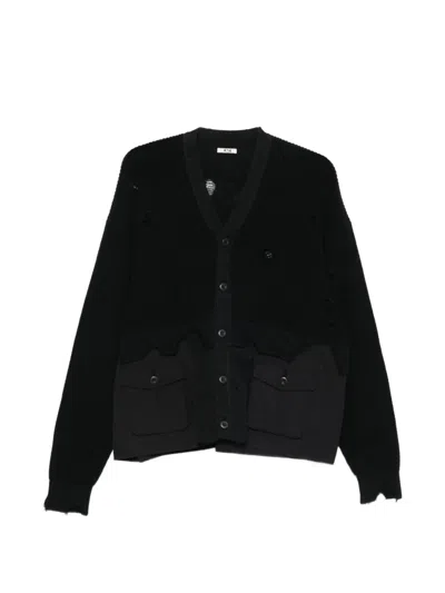 Khoki Distressed Pocket Cardigan In Black