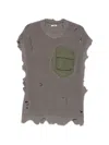 Khoki Distressed Pocket T-shirt In Gray