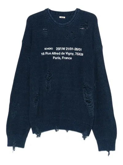 Khoki Distressed Sweater In Blue