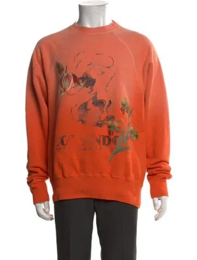 Pre-owned Khoki Graphic Print Crew Neck Sweatshirt In Orange