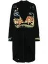 Khoki Graphic-print Distressed Coat In Black