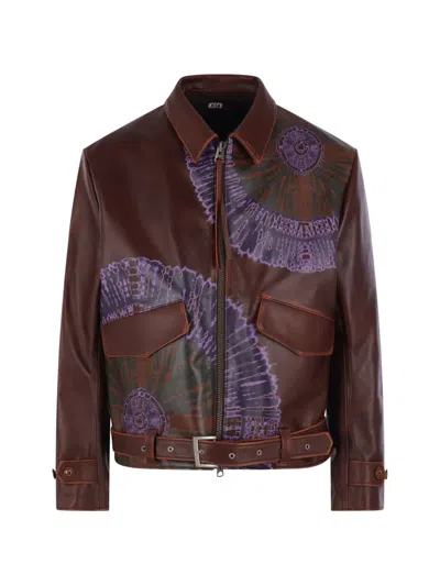 Khoki Graphic-print Belted Jacket In Brown