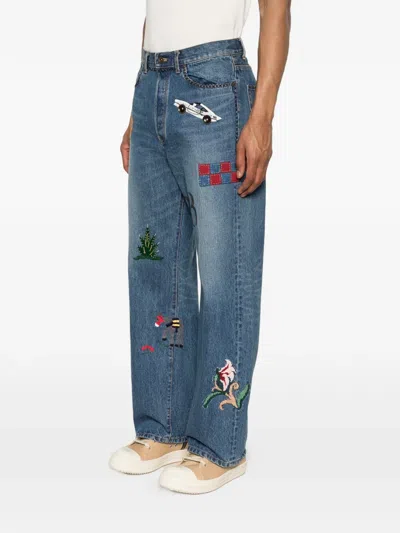 Khoki K14 Embroidery-appliqué Jeans In Blue