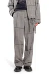 Khoki Pantaloni A Quadri In Flanella Di Cotone Plissettata In Beige