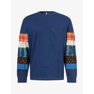 Khoki Mens Patch Long-sleeve Cotton Top Indigo