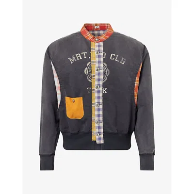Khoki Mens Patchwork Sweat Cotton Cardigan Black