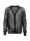 Khoki Mesh Button Cardigan In Black