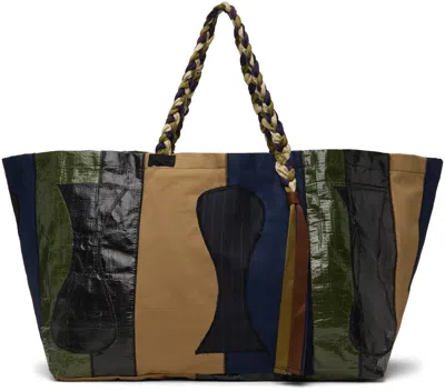 Khoki Multicolor Souvenir Tote In Khaki