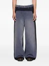 Khoki Pinstripe Panelled Trousers In Blue