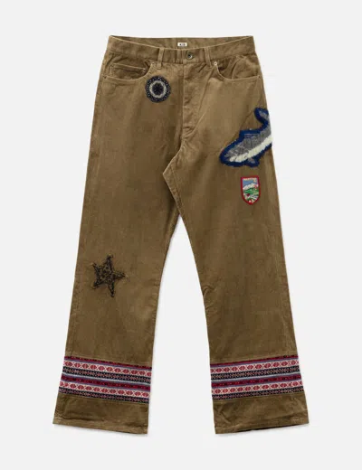 Khoki Patched-desgin Pants In Brown