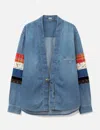 Khoki Patchwork Denim Overshirt In Blue
