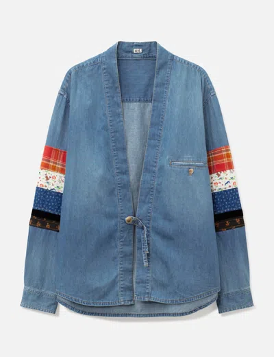 Khoki Patchwork Denim Overshirt In Blue