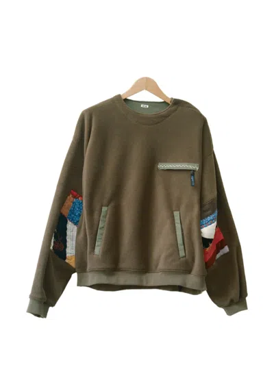 Khoki Patchwork Fleece Sweatshirt In Green