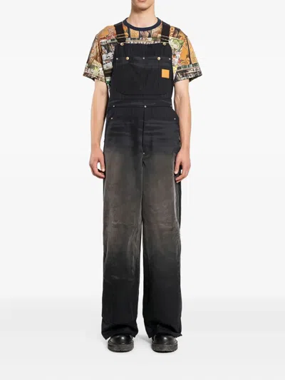 KHOKI PINSTRIPE-DETAIL FADED JUMPSUIT