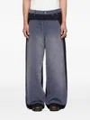 Khoki Pinstripe Panelled Trousers In Blue