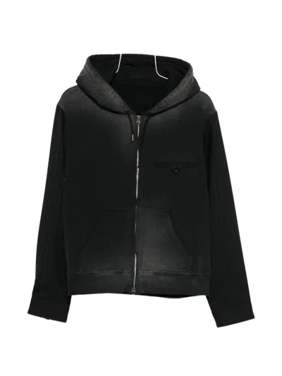 Khoki Pinstripe Zip Hoodie In Black