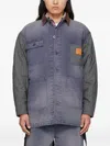 Khoki Quilted-panel Corduroy-collar Jacket In Blue