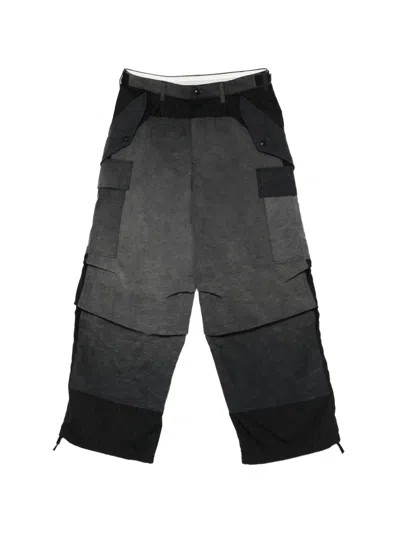Khoki Striped Cargo Pants In Black