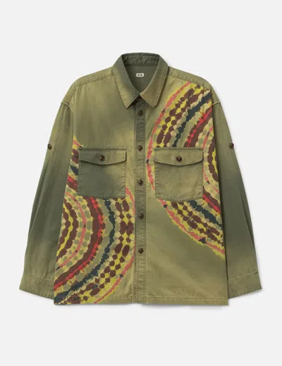 Khoki Tie-dye Military Shirt In Green
