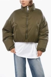 Khrisjoy 2 Pockets Nylon Joy Cropped Down Jacket In Green