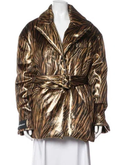 Pre-owned Khrisjoy Animal Print Coat In Brown